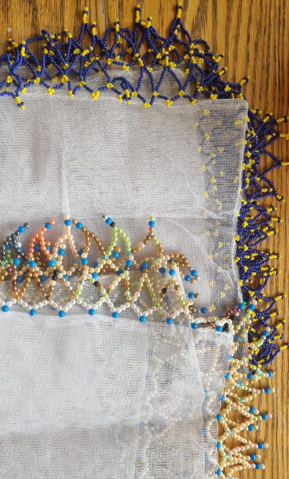 Table linen beadwork from Virginia
